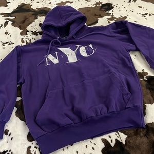 Purple NYC hoodie S hooded sweatshirt New York City big Apple Authentic Apparel